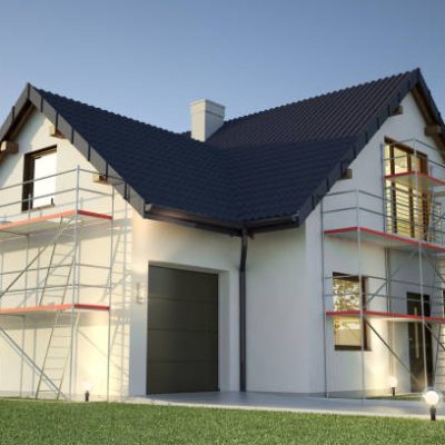 House and scaffolding